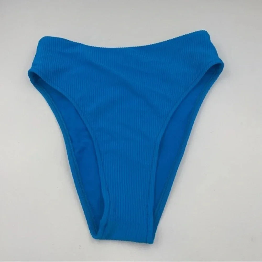 NWOT Frankie’s Bikinis high waisted high leg cut ribbed bottoms 12536